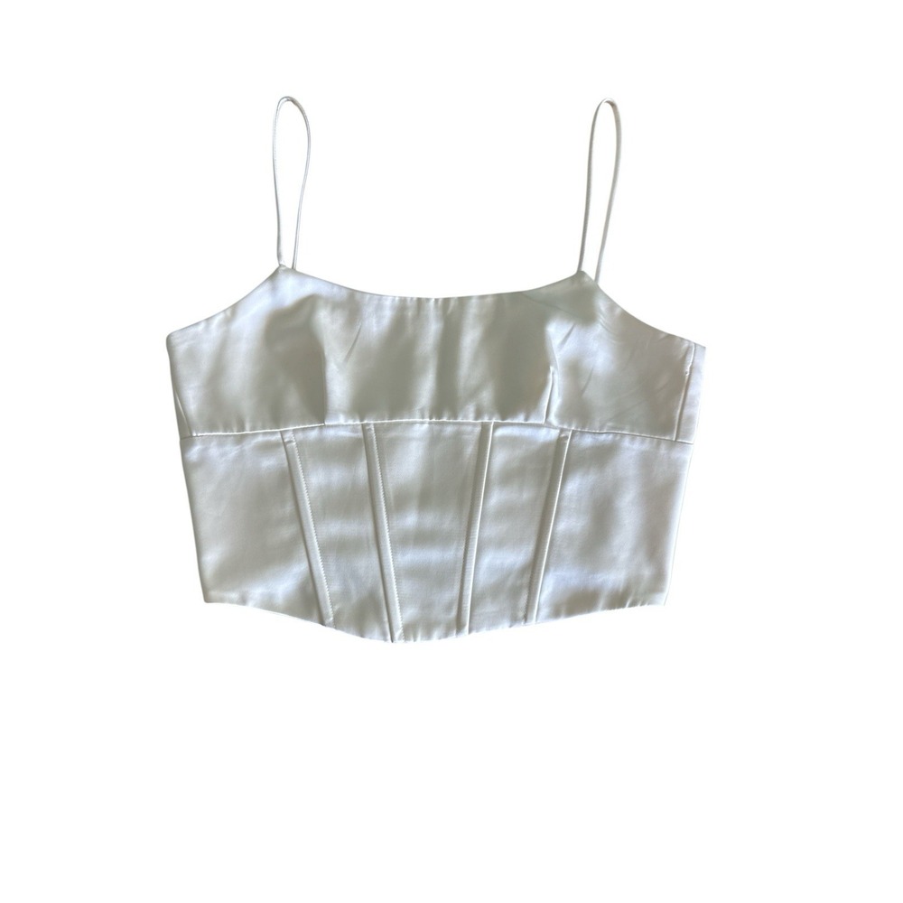 Jason Wu Corset Crop Tank Top Size Medium White Boned Goth Coquette Bustier